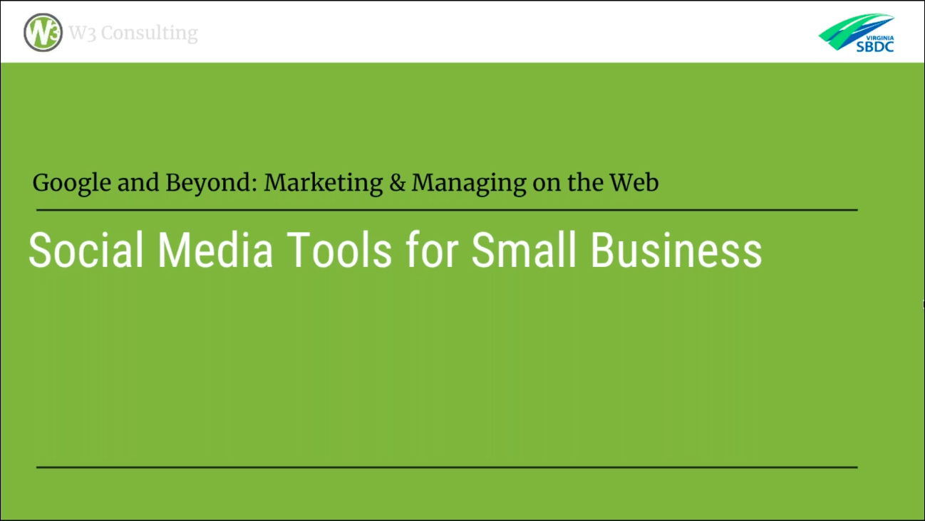 Social Media Tools for Small Business